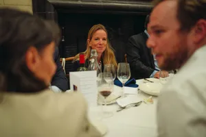Conversation at the symposium dinner, lill Global Symposium 2026, Rhodes House, Oxford